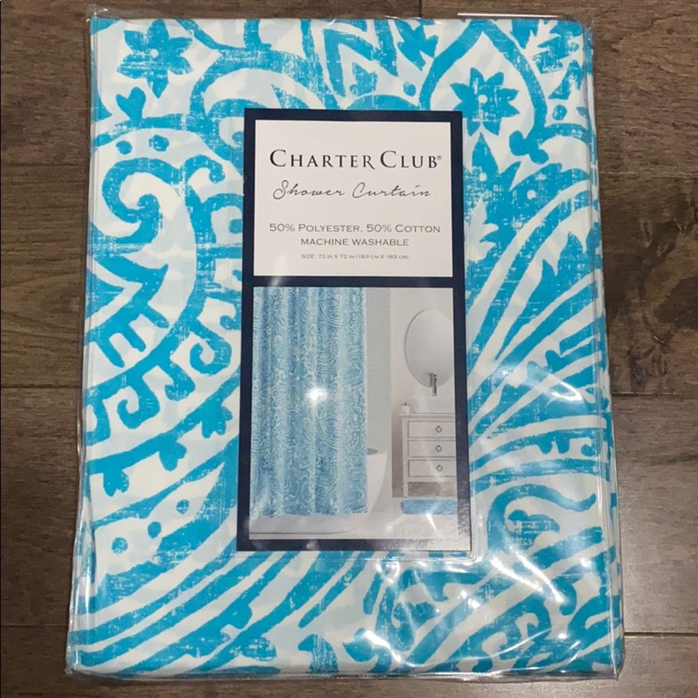 Charter Club blue/turquoise paisley shower curtain